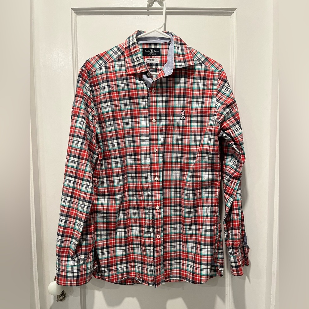 Psycho Bunny Shirt Mens Medium Plaid Long Sleeve Button Down Logo Multicolor